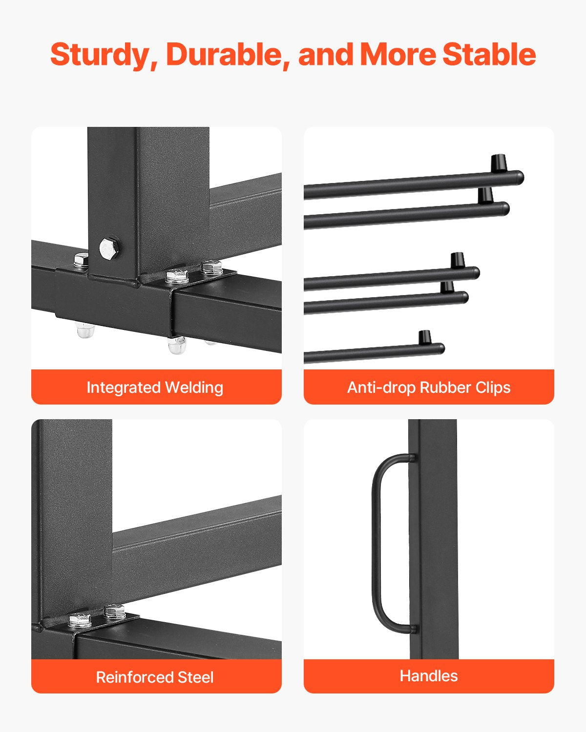 VEVOR Folding Chair Rack, 800 LBS Capacity, Heavy-duty Chair Cart for 84 Chairs/ 12 Tables+42 Chairs, Dual-layer Chair Storage Dolly with Rubber Wheels and Holders, Large Chair Holder, Matte Black