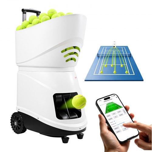 VEVOR Tennis Ball Machine Auto Portable Ball Launcher for Practice Training, with App Remote Control, 150 Ball Capacity, Spin Control, 20 Training Modes, 4H Battery Life, and Speeds up to 80MPH
