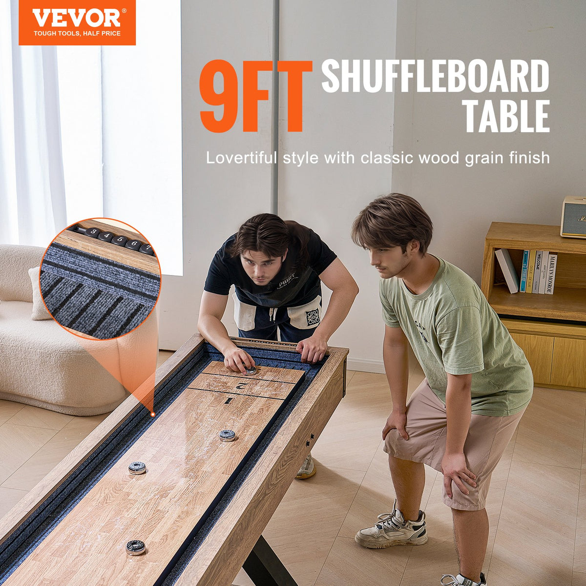 VEVOR 274.3 cm Shuffleboard Table 2 in 1 Shuffleboard and Bowling Combo Game Set