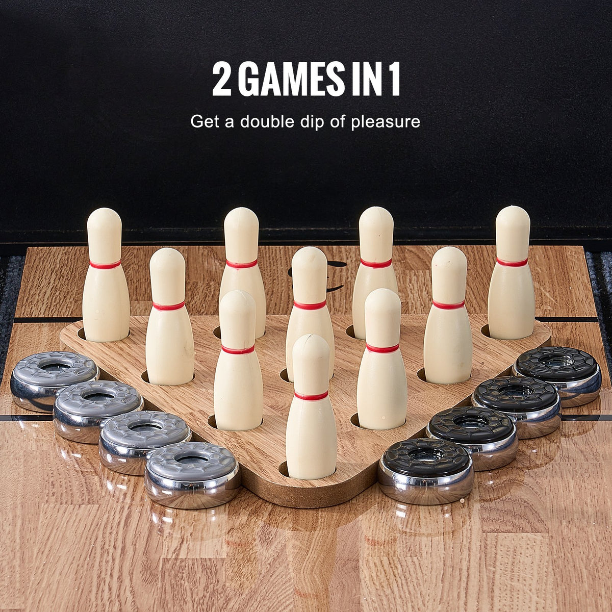 VEVOR 274.3 cm Shuffleboard Table 2 in 1 Shuffleboard and Bowling Combo Game Set