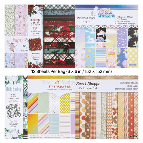 VEVOR Scrapbook Paper, 72 Sheets, 152 mm Mixed Special Patterned Paper Set for VEVOR Die Cutting and Embossing Machine, Vibrant Color, for Decorations, Scrapbooking, Card Making, and DIY Crafting