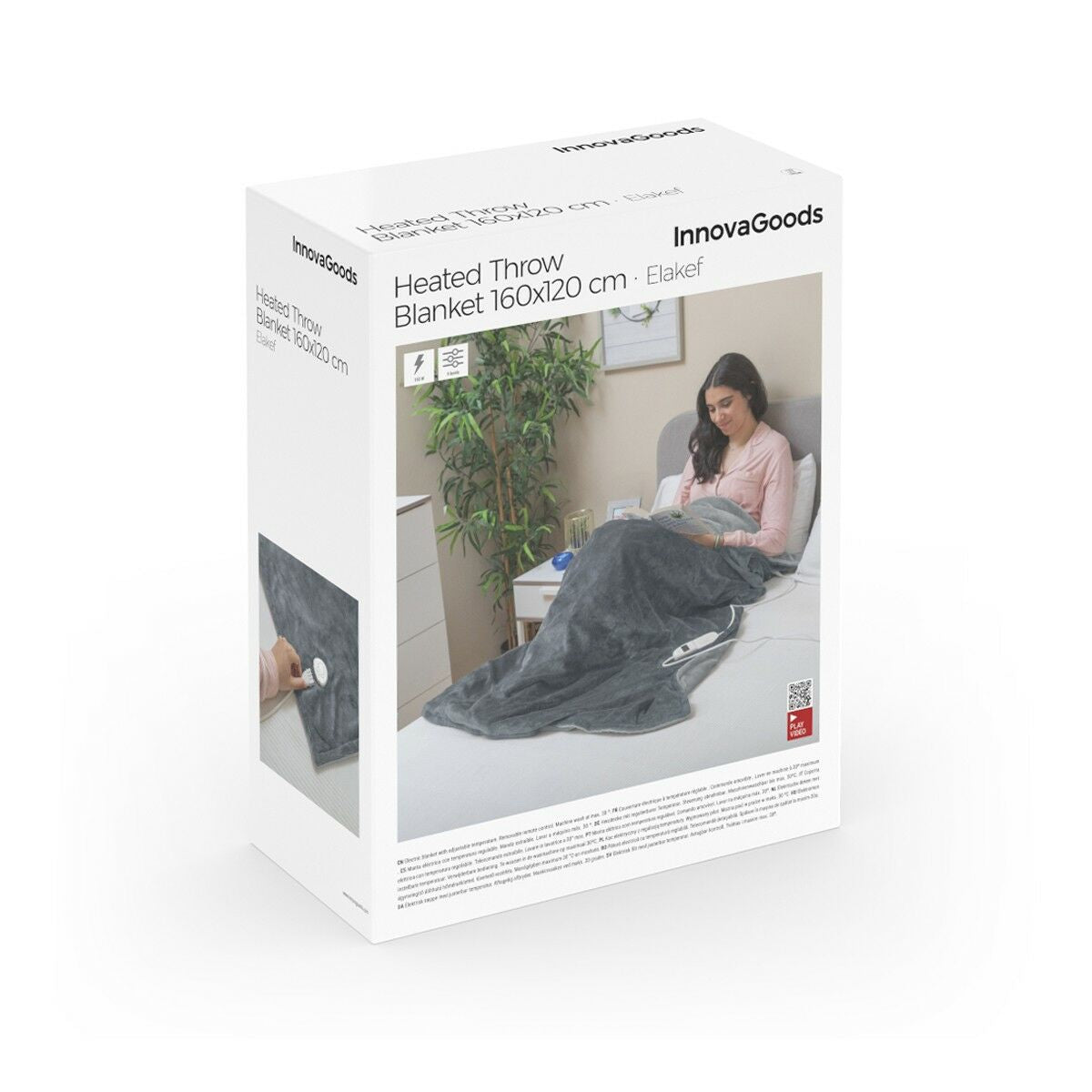 Ηλεκτρική Κουβέρτα Elakef InnovaGoods Γκρι 120 x 160 cm πολυεστέρας 160 W (Ανακαινισμenα A)