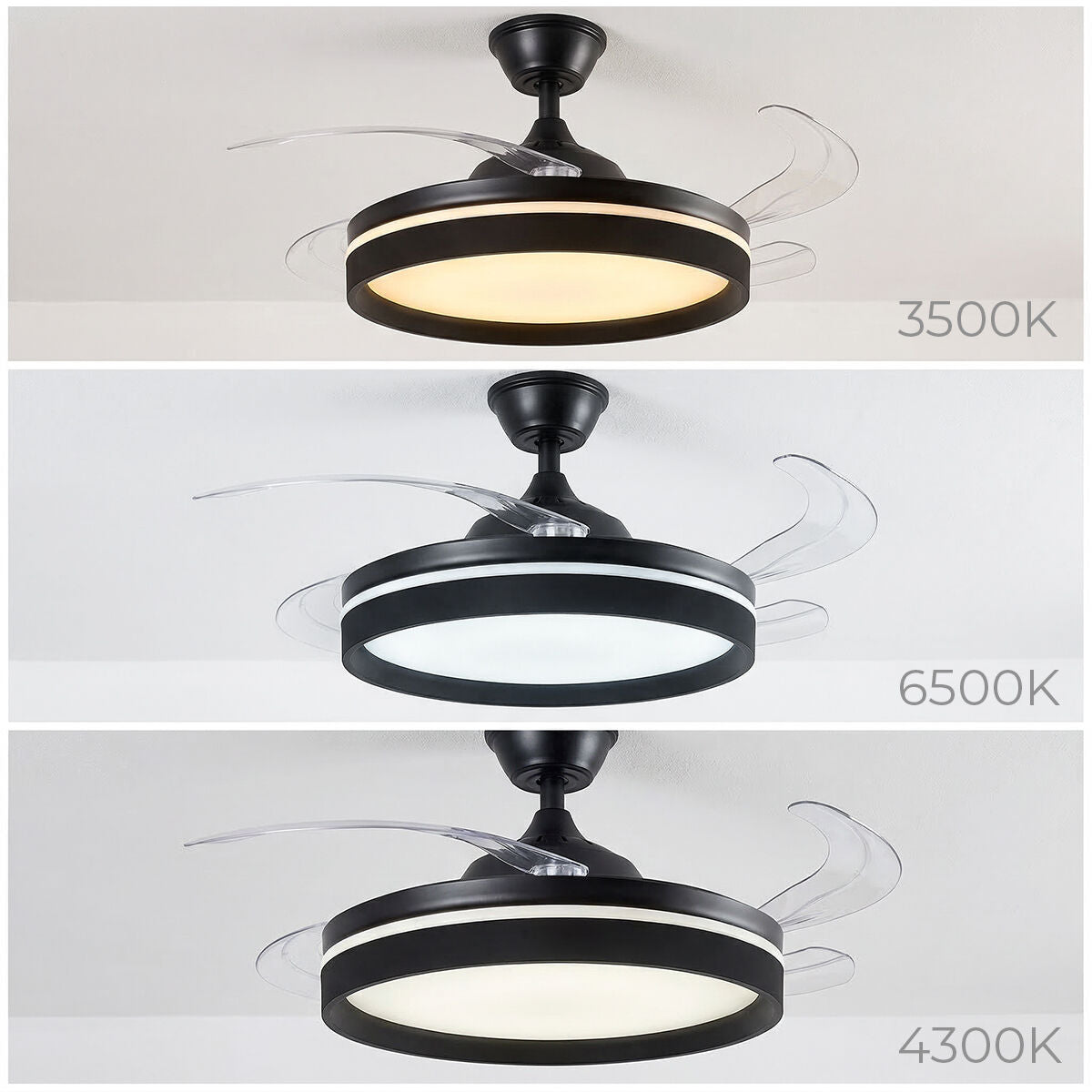 Ανεμιστήρας οροφής με φως LED, 4 αναδιπλούμενα πτερύγια και τηλεχειριστήριο InnovaGoods