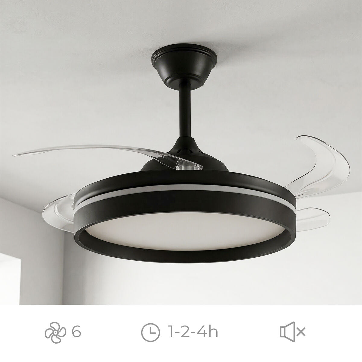 Ανεμιστήρας οροφής με φως LED, 4 αναδιπλούμενα πτερύγια και τηλεχειριστήριο InnovaGoods