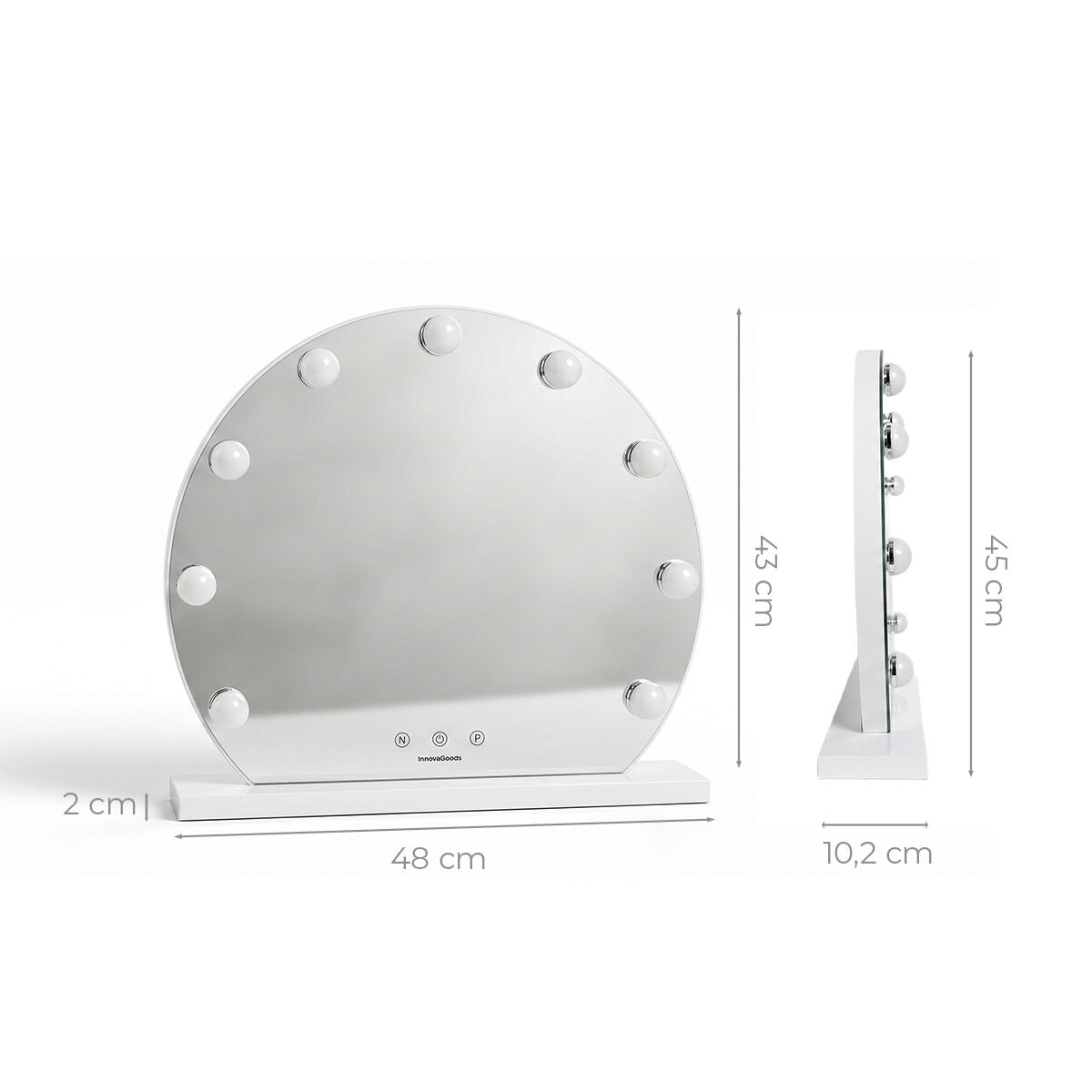 Στρογγυλός καθρέφτης τουαλέτας με LED Hollywood Gloette InnovaGoods 9 Λάμπες
