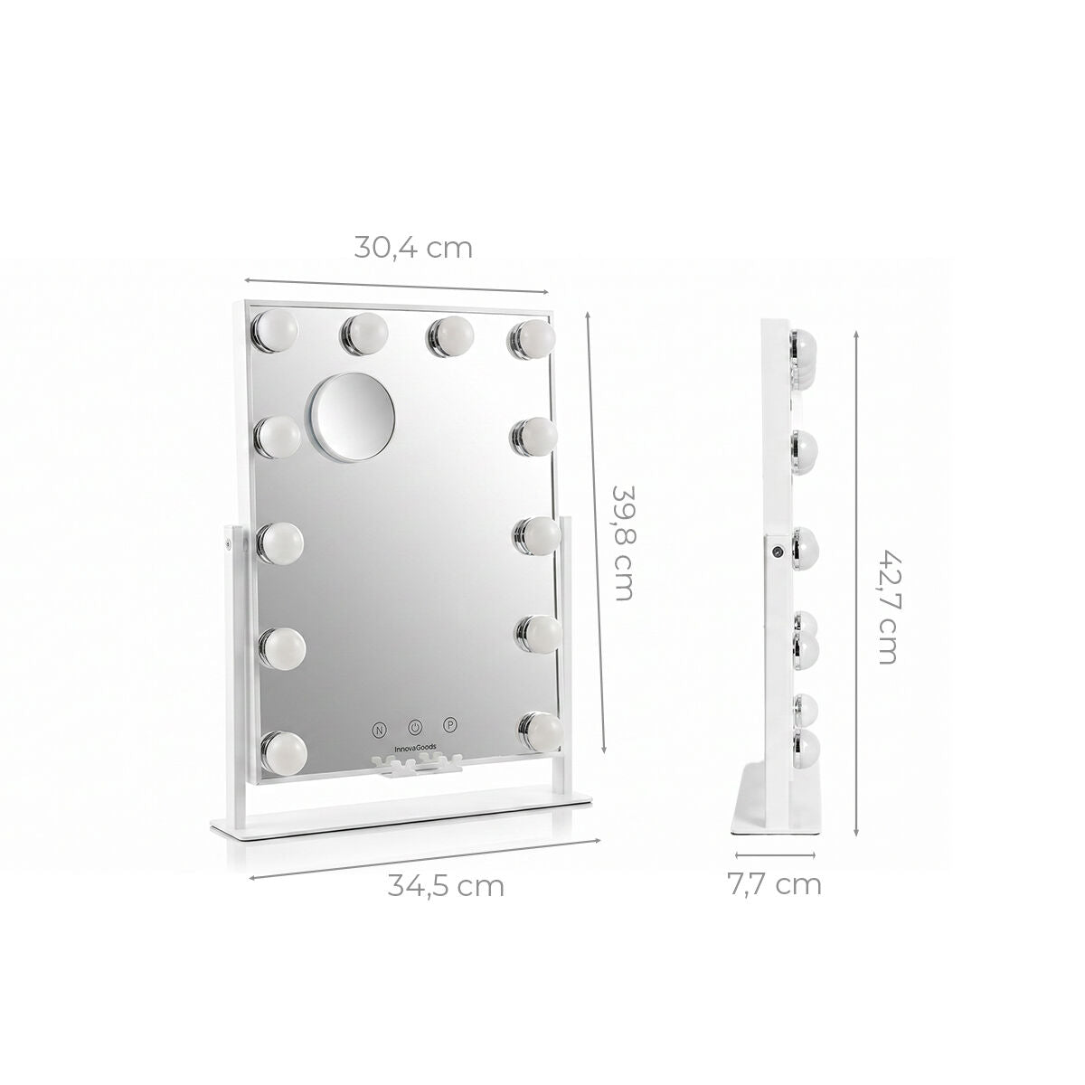 Κεκλιμένος καθρέφτης τουαλέτας με LED Hollywood Glarisse InnovaGoods 12 Λάμπες