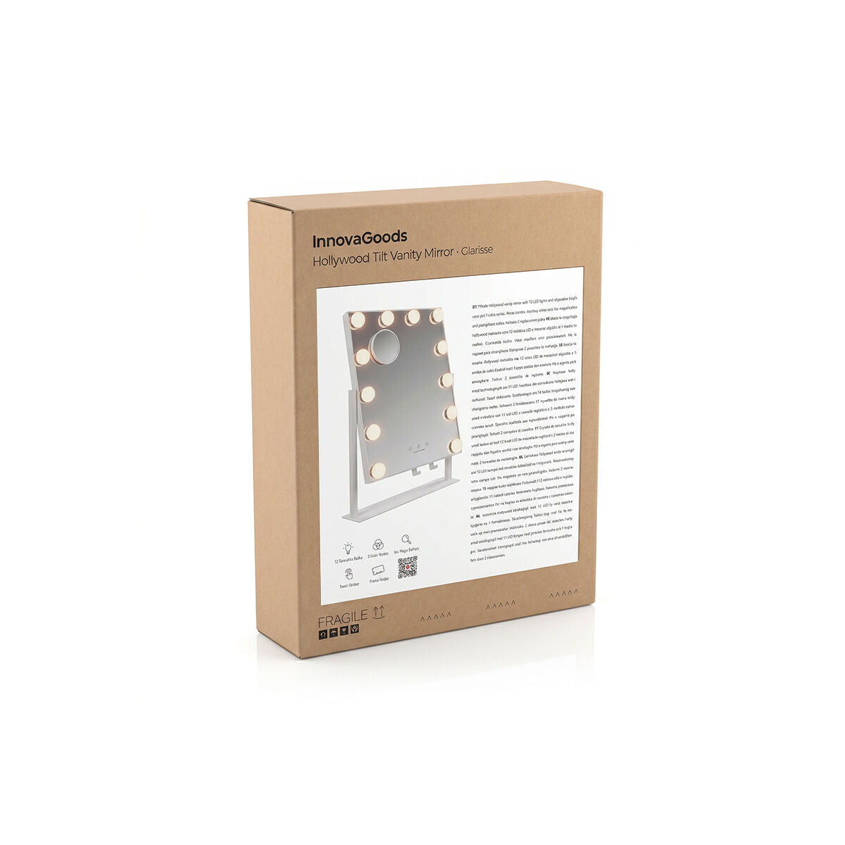 Κεκλιμένος καθρέφτης τουαλέτας με LED Hollywood Glarisse InnovaGoods 12 Λάμπες