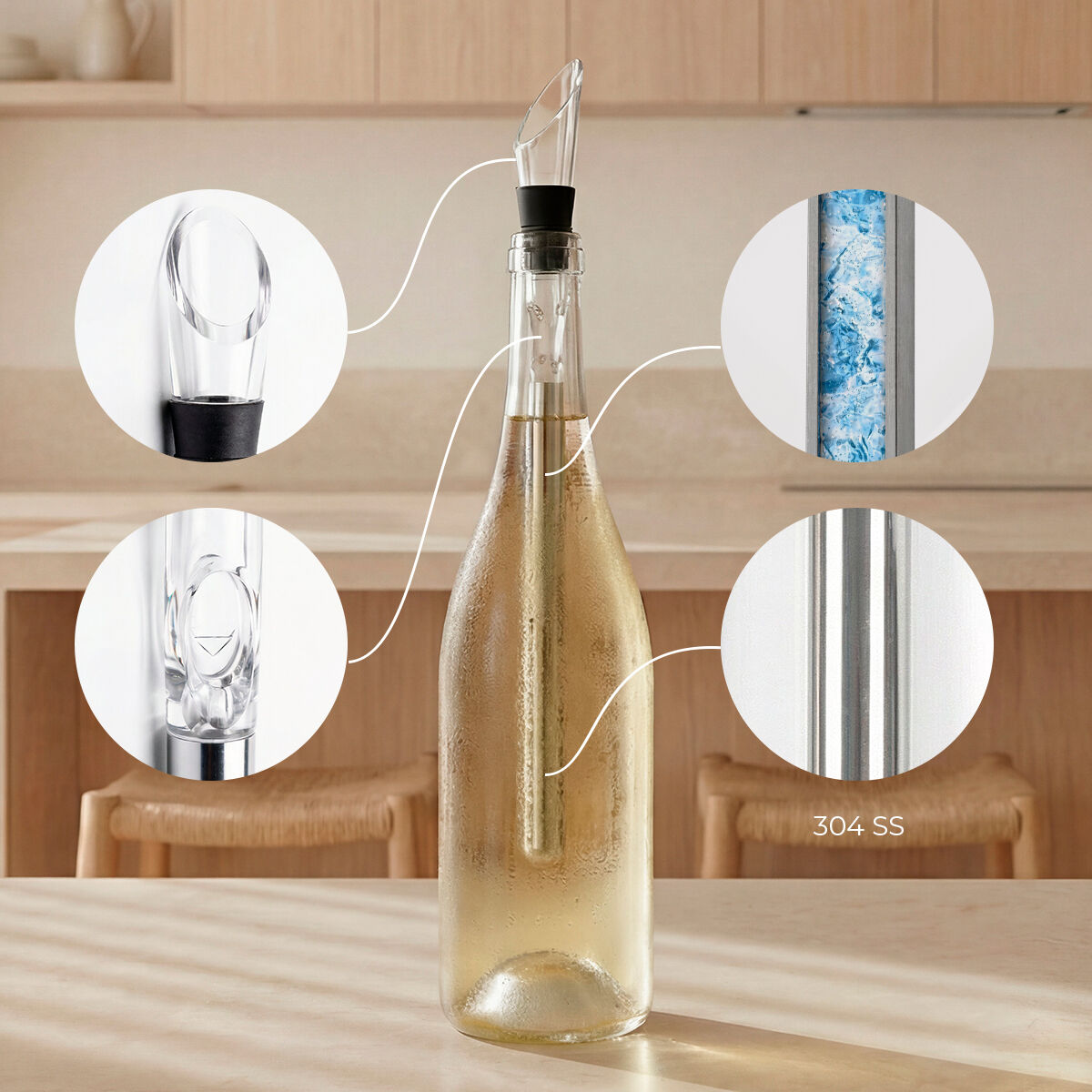 σετ από αξεσουάρ κρασιού Vino Chillour InnovaGoods 7 Τεμάχια