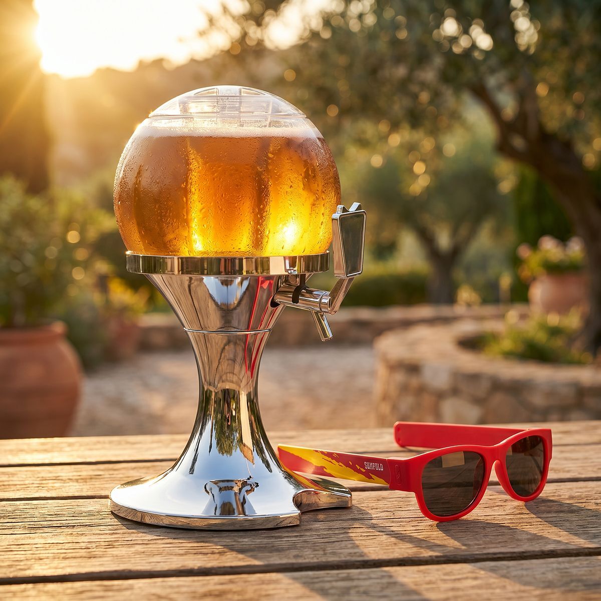 Σετ ψυκτική αντλία μπύρας InnovaGoods και 2 γυαλιά ηλίου διπλωτά Sunfold Spain Red